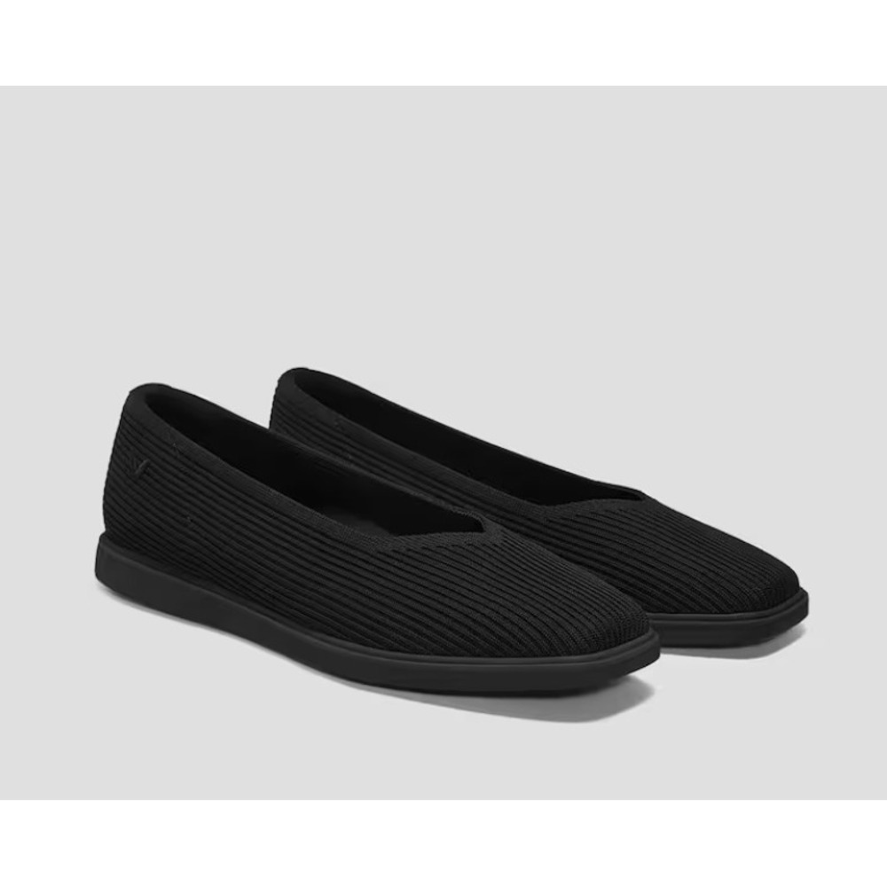 VIVAIA Mabel Solid Black Square Toe Water Repellent Knit Flats EU 39.5 US 8.5